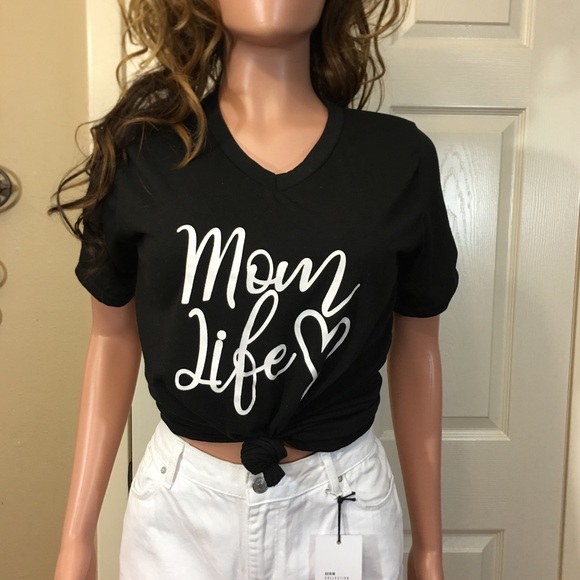 Tops - Mom Life Black white tee